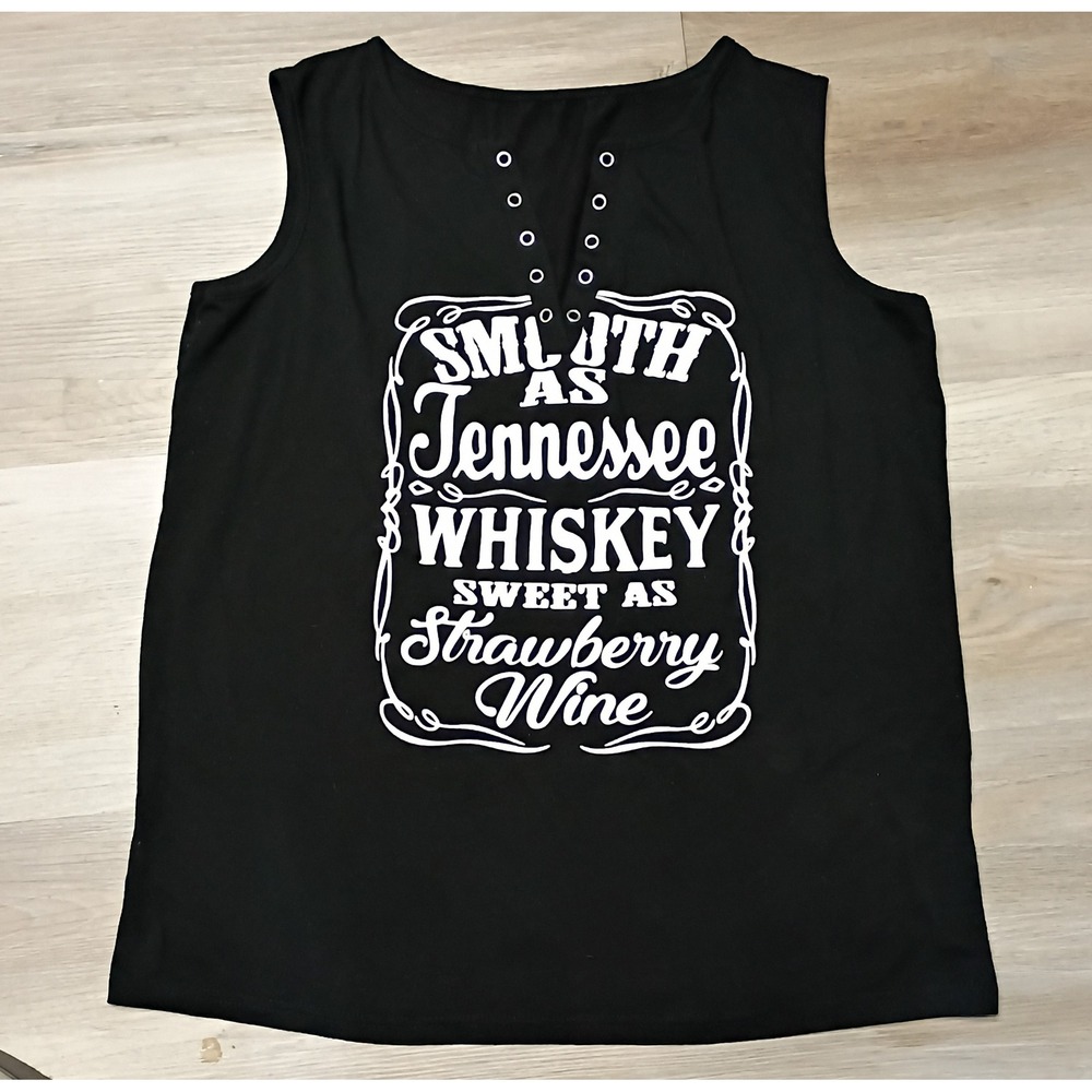 Size XL Unbranded Tank Top Black Tennessee Whiskey Strawberry Wine Graphic